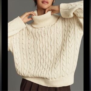 Pilcro NEW Cream Cable Knit Turtleneck Sweater